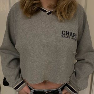 Grey chaps Ralph Lauren cropped long sleeve size L